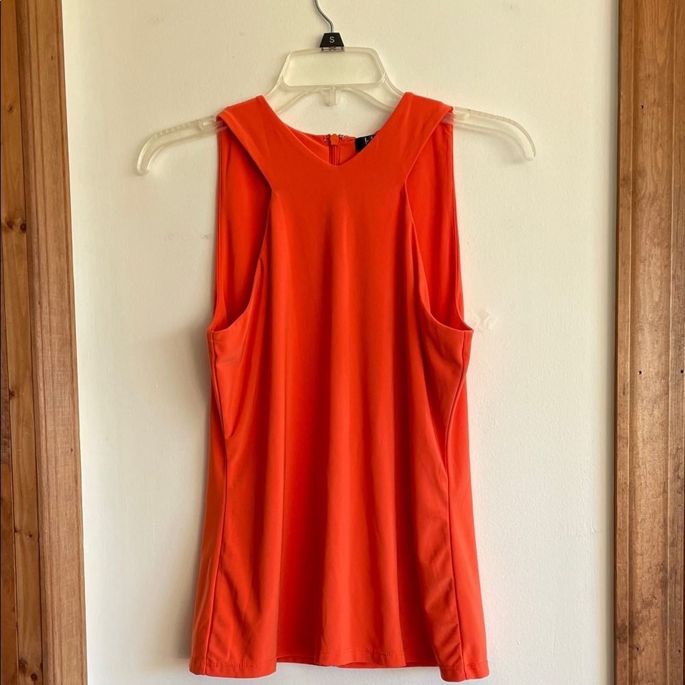 LAUREN RALPH LAUREN Bright Orange Sleeveless V-Neck Tank Top PM - Picture 6 of 16